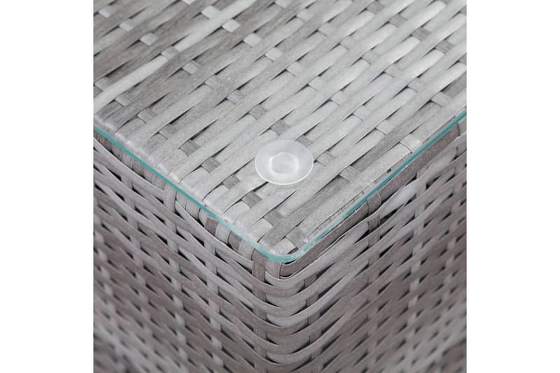 Sidebord 3 stk med glass topp grå polyrotting - Lampebord & sidebord - Brettbord og småbord