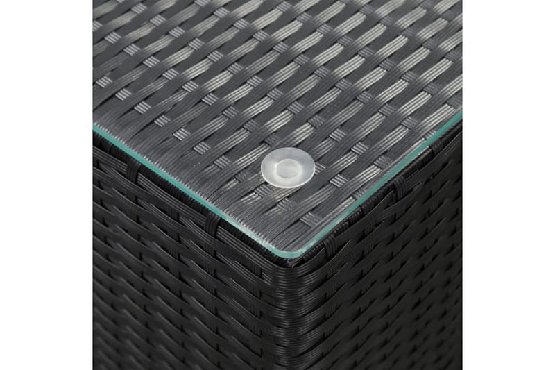 Sidebord 3 stk med glass topp svart polyrotting - Møbler - Bord - Avlastningsbord - Brettbord og småbord