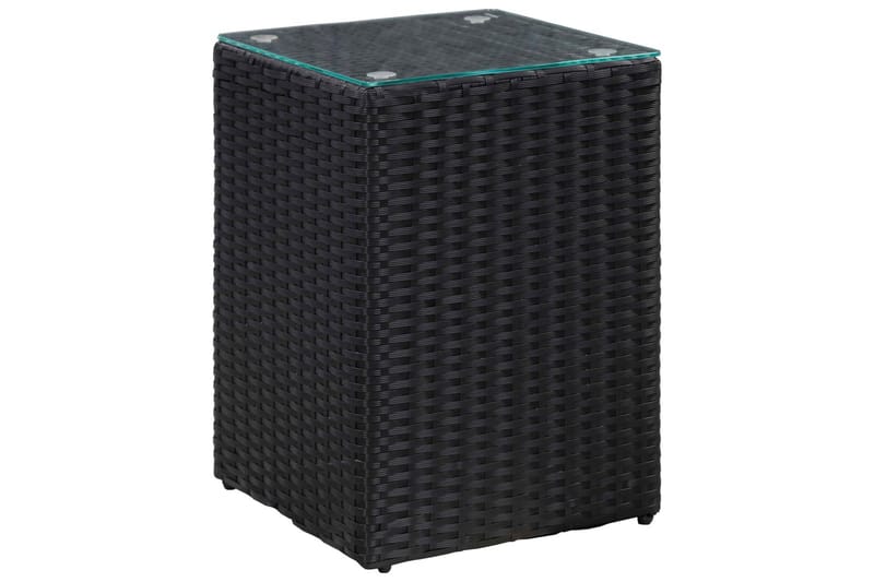 Sidebord 3 stk med glass topp svart polyrotting - Møbler - Bord - Avlastningsbord - Brettbord og småbord