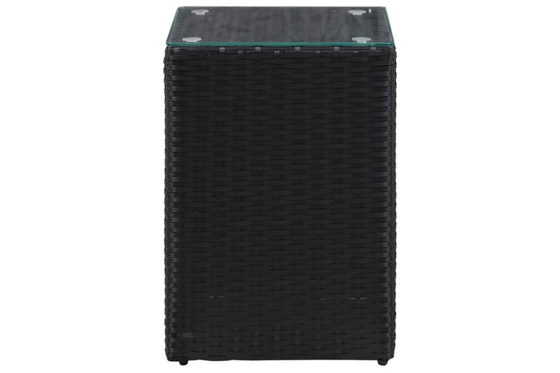 Sidebord 3 stk med glass topp svart polyrotting - Møbler - Bord - Avlastningsbord - Brettbord og småbord
