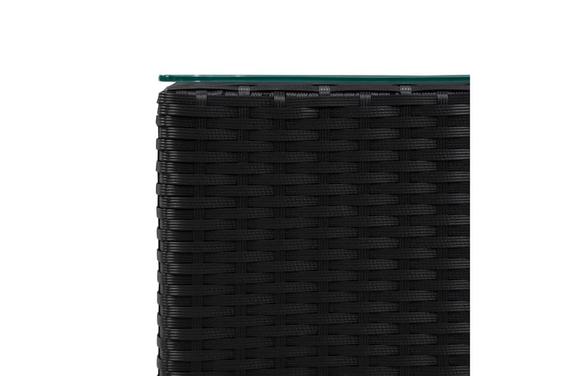Sidebord 3 stk med glass topp svart polyrotting - Møbler - Bord - Avlastningsbord - Brettbord og småbord