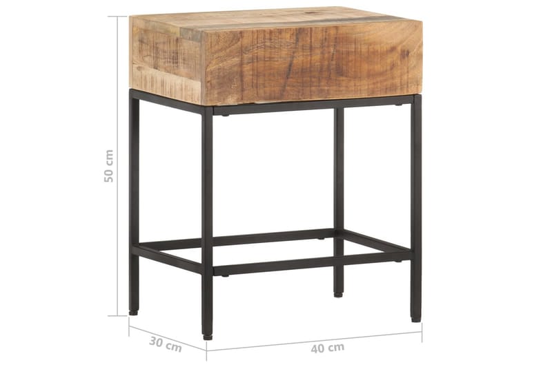 Sidebord 40x30x50 cm grovt heltre mango - Brun - Lampebord & sidebord - Brettbord og småbord