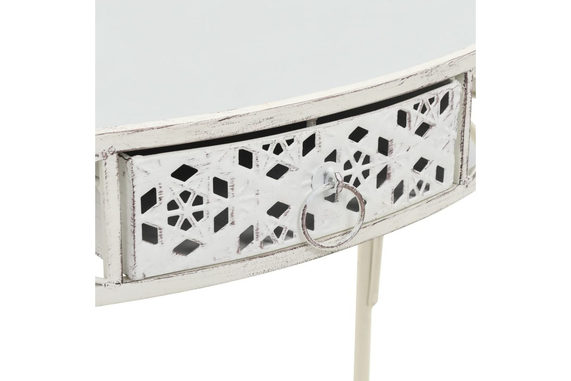 Sidebord fransk stil metall 82x39x76 cm hvit - Hvit - Møbler - Bord - Avlastningsbord - Brettbord og småbord