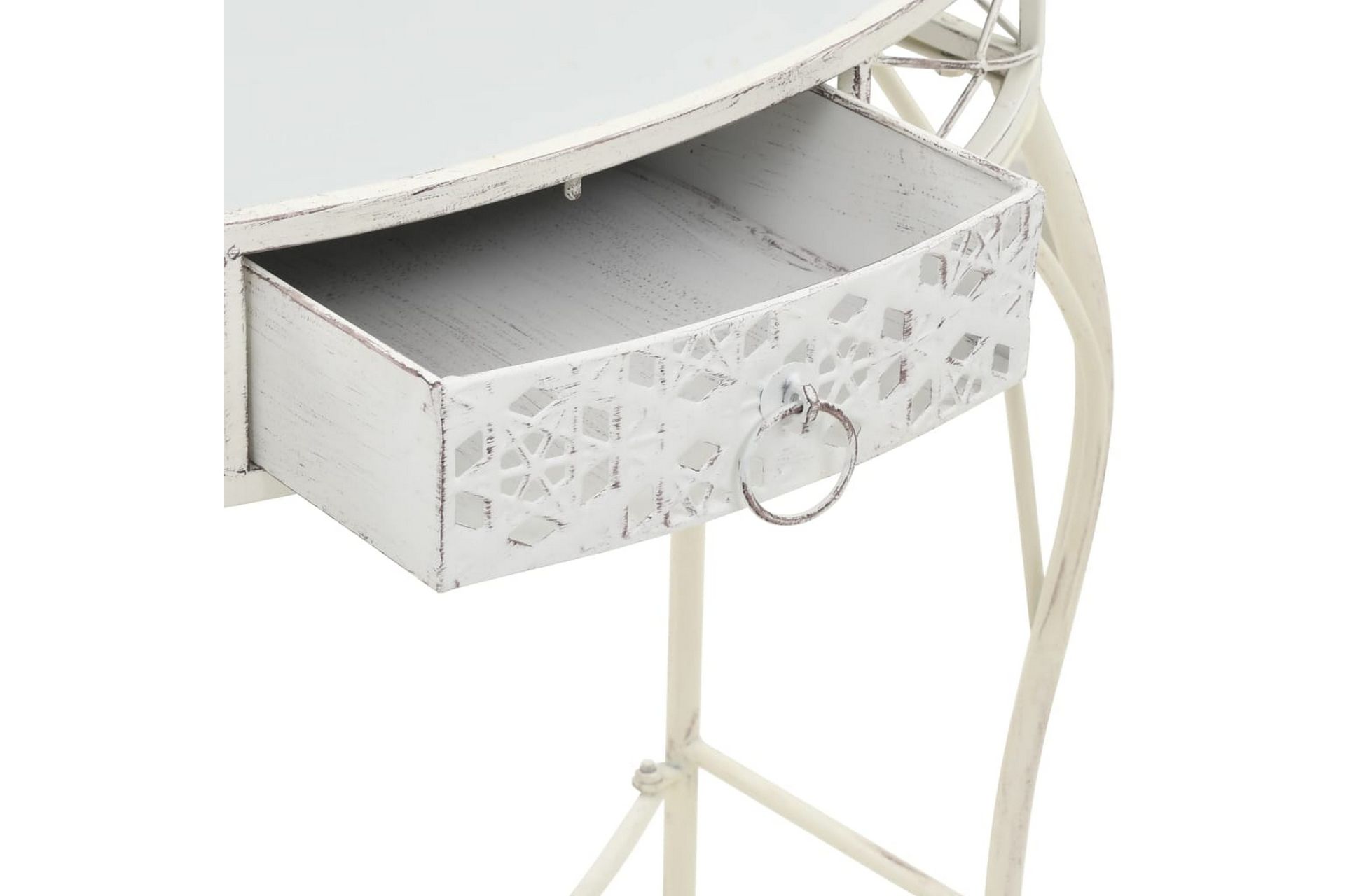 Sidebord fransk stil metall 82x39x76 cm hvit - Hvit - Møbler - Bord - Avlastningsbord - Brettbord og småbord