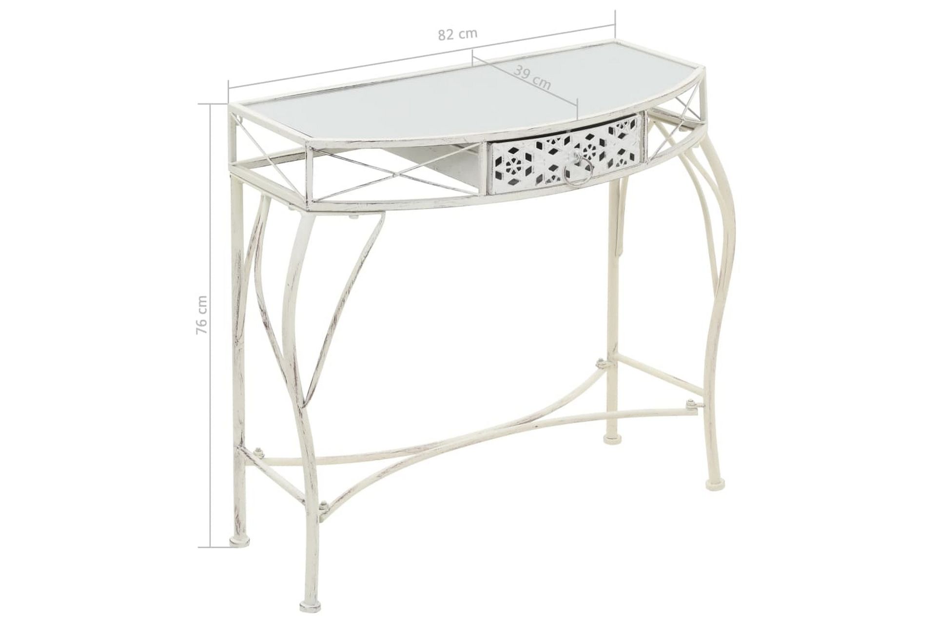 Sidebord fransk stil metall 82x39x76 cm hvit - Hvit - Møbler - Bord - Avlastningsbord - Brettbord og småbord