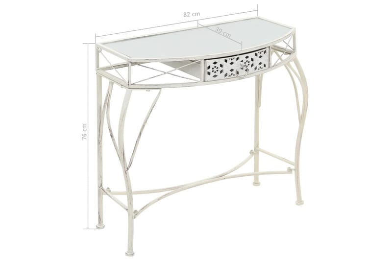 Sidebord fransk stil metall 82x39x76 cm hvit - Hvit - Lampebord & sidebord - Brettbord og småbord