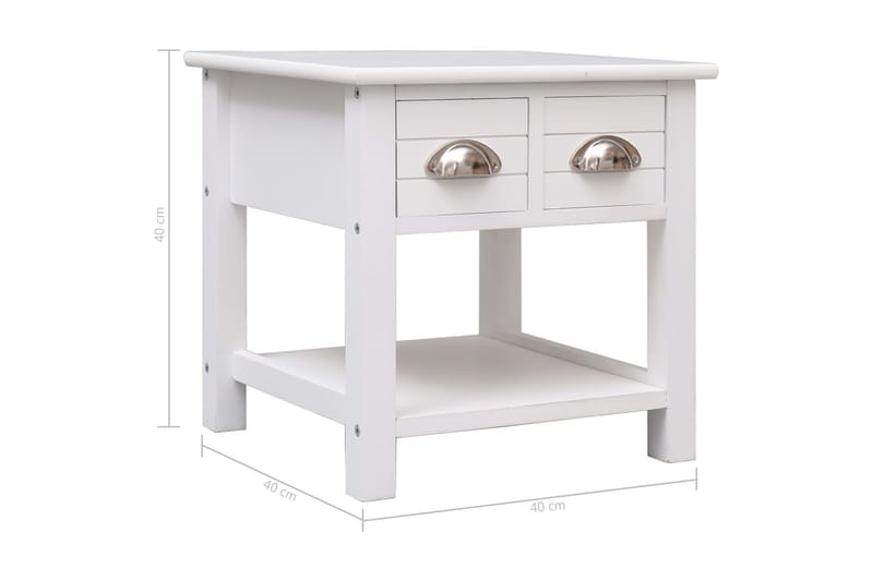 Sidebord hvit 40x40x40 cm keisertre - Hvit - Møbler - Bord - Avlastningsbord - Brettbord og småbord
