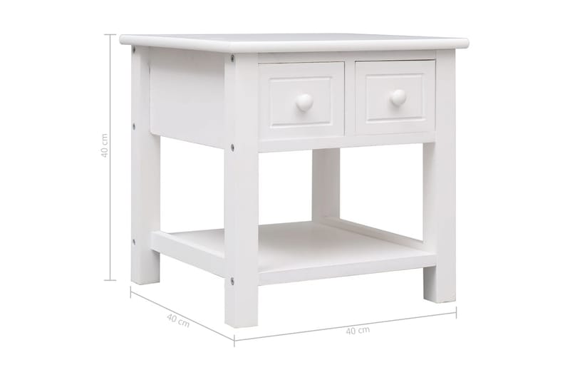 Sidebord hvit 40x40x40 cm keisertre - Hvit - Møbler - Bord - Avlastningsbord - Brettbord og småbord