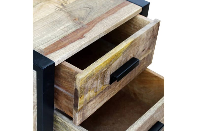 Sidebord med 2 skuffer heltre mango 43x33x51 cm - Mangotre/Svart - Møbler - Bord - Avlastningsbord - Brettbord og småbord