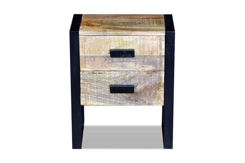 Sidebord med 2 skuffer heltre mango 43x33x51 cm - Mangotre/Svart - Møbler - Bord - Avlastningsbord - Brettbord og småbord