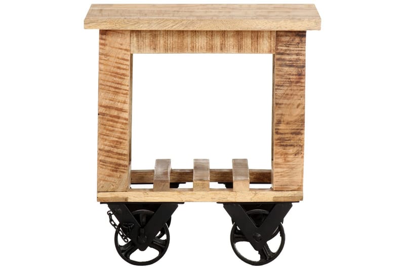 Sidebord med hjul 40x40x42 cm grovt mangotre - Brun - Lampebord & sidebord - Brettbord og småbord