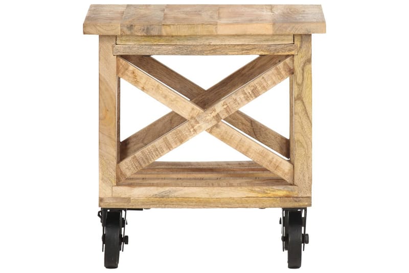 Sidebord med hjul 40x40x42 cm grovt mangotre - Brun - Møbler - Bord - Avlastningsbord - Brettbord og småbord