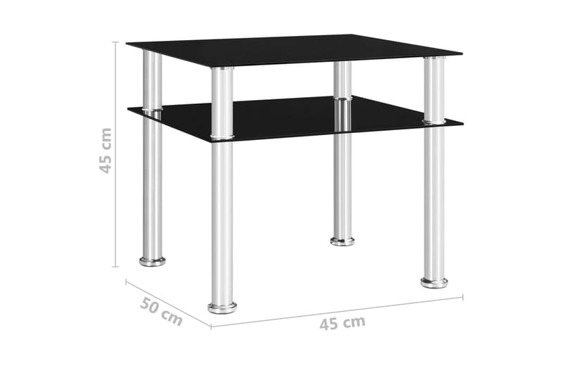Sidebord svart 45x50x45 cm glass - Svart - Møbler - Bord - Avlastningsbord - Brettbord og småbord
