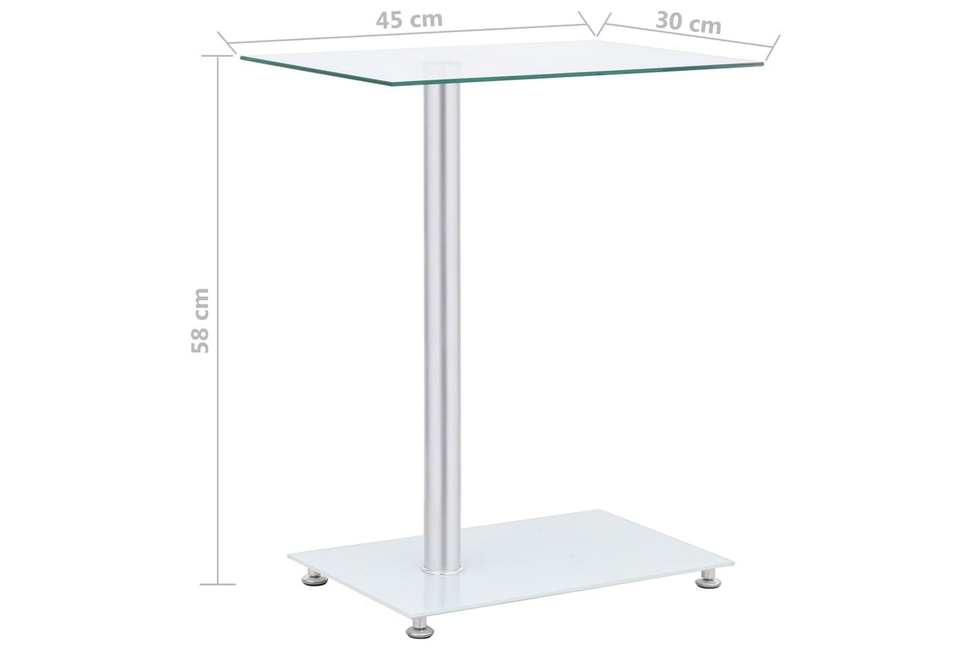 Sidebord u-formet gjennomsiktig 45x30x58 cm herdet glass - Gjennomsiktig - Møbler - Bord - Avlastningsbord - Brettbord og småbord