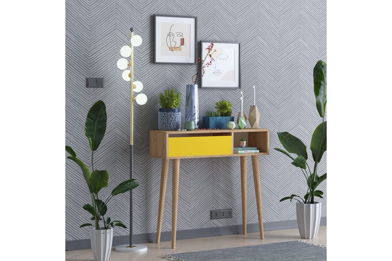 Sidobord Guld|Ek|Gul - Møbler - Bord - Avlastningsbord - Brettbord og småbord