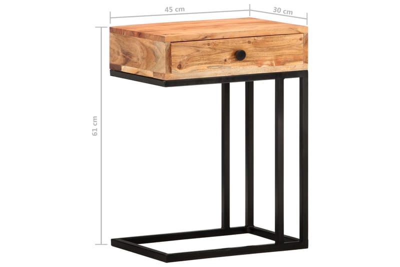 U-formet sidebord 45x30x61 cm heltre akasie - Brun - Møbler - Bord - Avlastningsbord - Brettbord og småbord