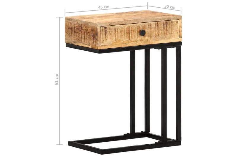 U-formet sidebord 45x30x61 cm heltre mango - Brun - Møbler - Bord - Avlastningsbord - Brettbord og småbord
