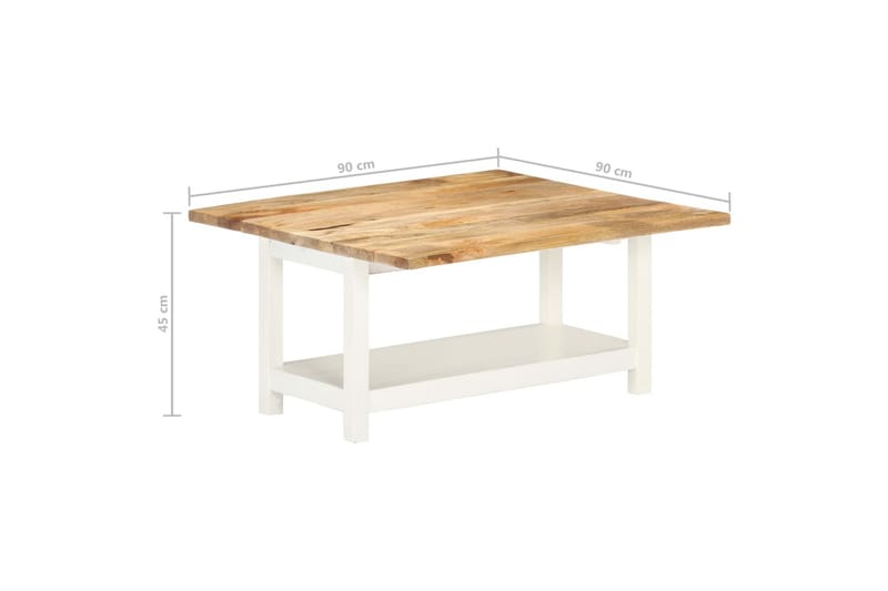Uttrekkbart salongbord hvit 90x(45-90)x45 cm heltre mango - Hvit - Lampebord & sidebord - Brettbord og småbord