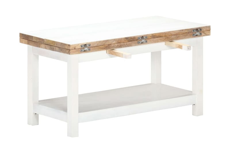 Uttrekkbart salongbord hvit 90x(45-90)x45 cm heltre mango - Hvit - Lampebord & sidebord - Brettbord og småbord