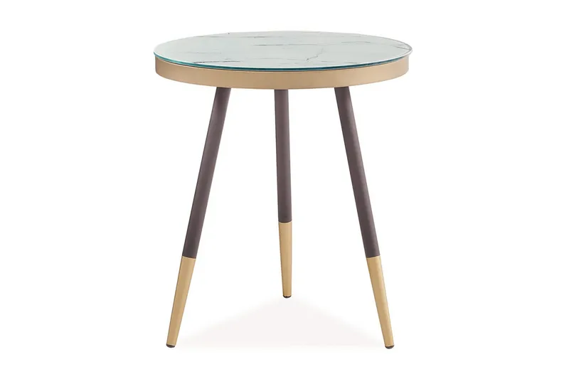 Vagaia Sidebord 45 cm Rundt, Glass/Hvit/Svart