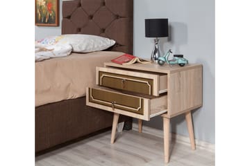 Brokind Nattbord 60 cm med Oppbevaring 2 Skuffer DEikor - Natur/Brun - Møbler - Bord - Avlastningsbord - Sengebord & nattbord