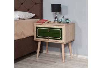 Brokind Nattbord 60 cm med Oppbevaring 2 Skuffer DEikor - Natur/Grønn - Møbler - Bord - Avlastningsbord - Sengebord & nattbord