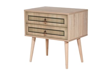 Brokind Nattbord 60 cm med Oppbevaring 2 Skuffer - Natur/Brun - Møbler - Bord - Avlastningsbord - Sengebord & nattbord