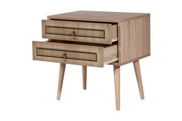 Brokind Nattbord 60 cm med Oppbevaring 2 Skuffer - Natur/Brun - Møbler - Bord - Avlastningsbord - Sengebord & nattbord