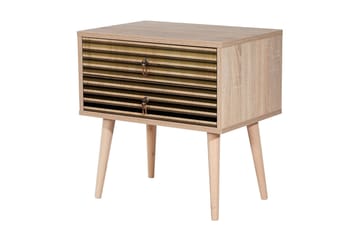 Brokind Nattbord 60 cm med Oppbevaring 2 Skuffer Striper - Natur - Møbler - Bord - Avlastningsbord - Sengebord & nattbord