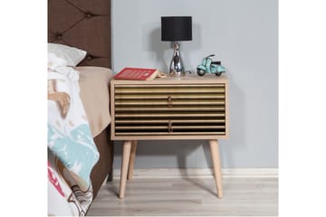 Brokind Nattbord 60 cm med Oppbevaring 2 Skuffer Striper - Natur - Møbler - Bord - Avlastningsbord - Sengebord & nattbord