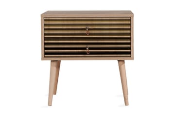Brokind Nattbord 60 cm med Oppbevaring 2 Skuffer Striper - Natur - Møbler - Bord - Avlastningsbord - Sengebord & nattbord