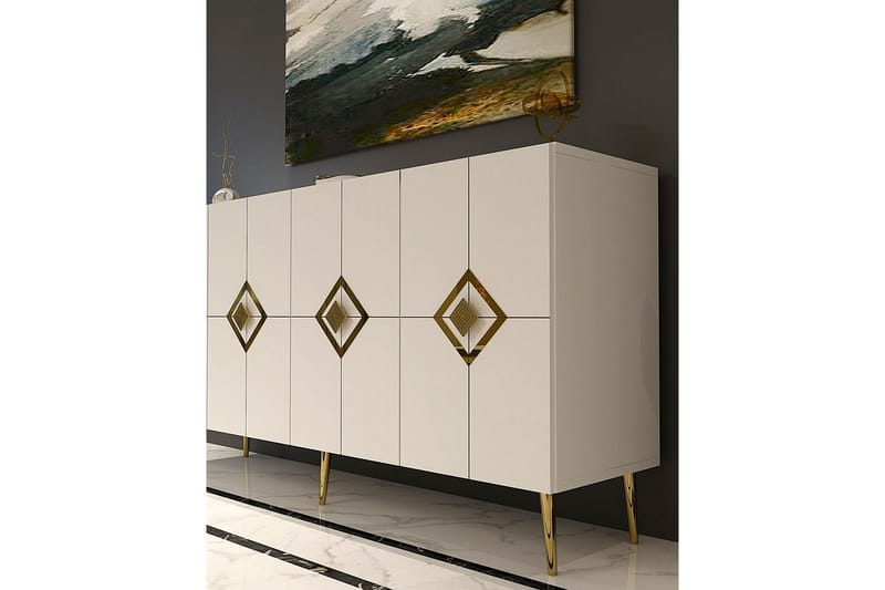 Cleryn Konsollbord 150 cm - Hvit/Gull - Møbler - Bord - Avlastningsbord - Gangbord