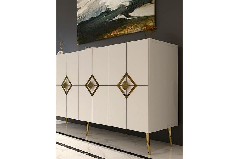 Cleryn Konsollbord 150 cm - Hvit/Gull - Møbler - Bord - Avlastningsbord - Gangbord