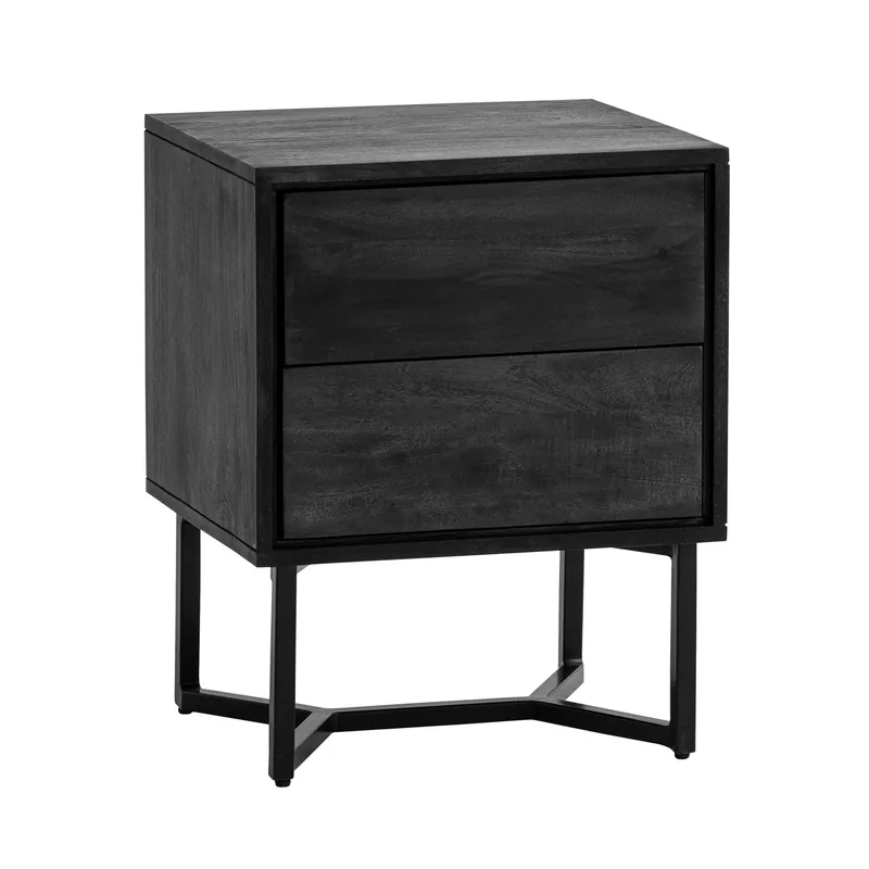 Corora nattbord 45 cm industriell stil, svart