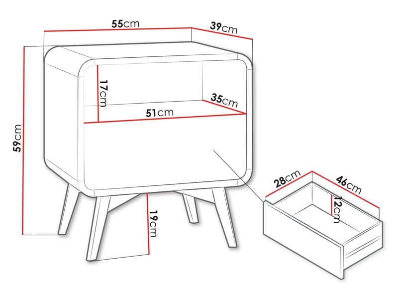 Corvan Nattbord 55 cm - Møbler - Bord - Avlastningsbord - Sengebord & nattbord