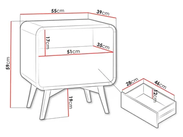 Corvan Nattbord 55 cm - Møbler - Bord - Avlastningsbord - Sengebord & nattbord