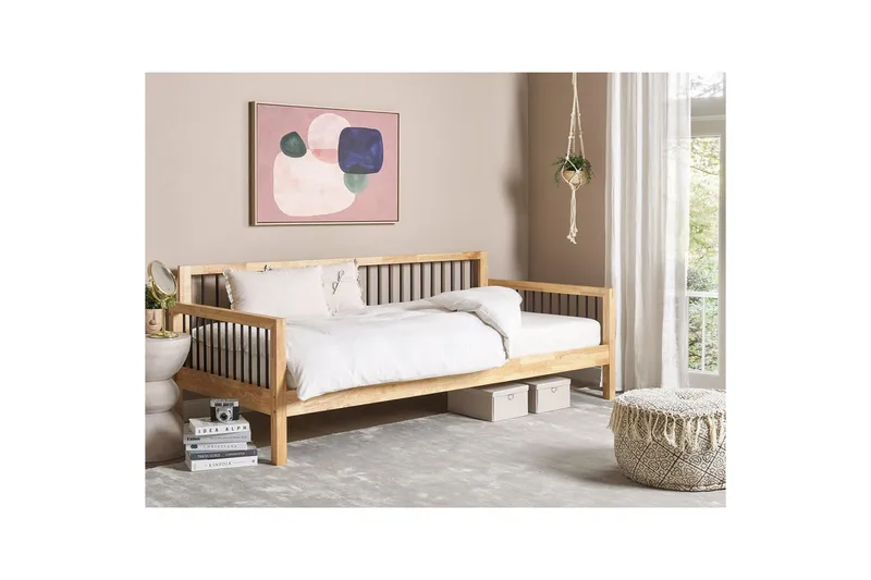 Dagbädd Beliani Tricot med lamellram Light wood, undefined
