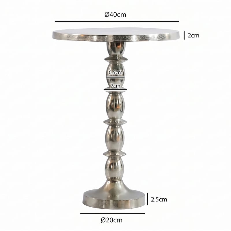 Dalor rundt sidebord 40 cm i aluminium med rå finish - sølv - Møbler - Bord - Avlastningsbord - Konsollbord