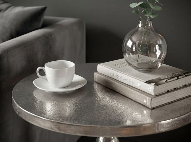 Dalor rundt sidebord 40 cm i aluminium med rå finish - sølv - Møbler - Bord - Avlastningsbord - Konsollbord
