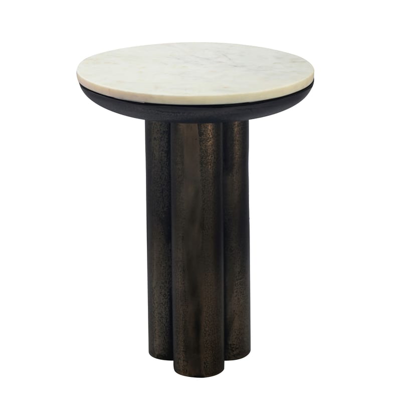 Dalvor rundt sidebord 36 cm i metall med marmorplate - hvit og svart - Møbler - Bord - Avlastningsbord - Konsollbord