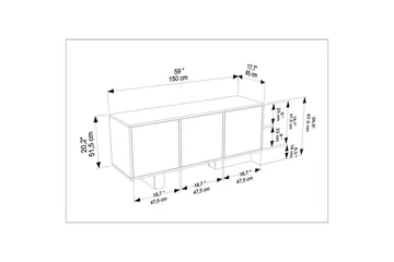 Dargaville Konsollbord 150 cm - Sort/Valnøtt - Oppbevaring - Oppbevaringsmøbler - Sideboard & skjenker