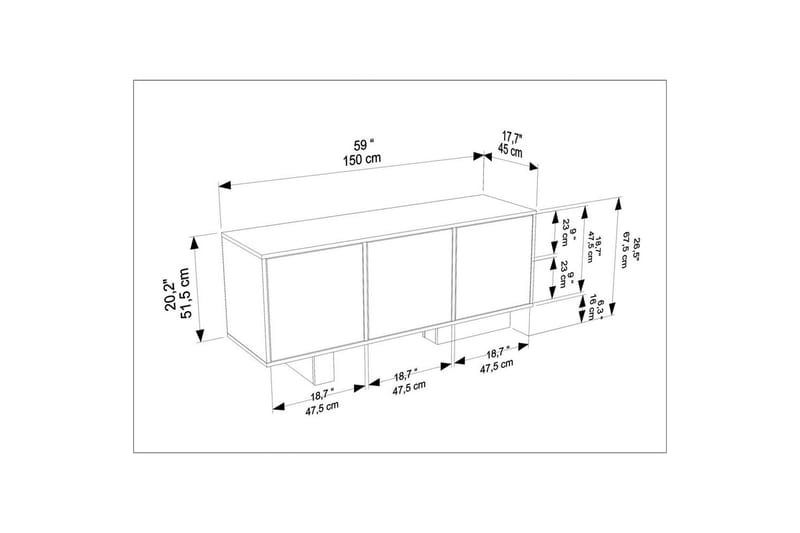 Dargaville Konsollbord 150 cm - Sort/Valnøtt - Møbler - Bord - Avlastningsbord - Gangbord