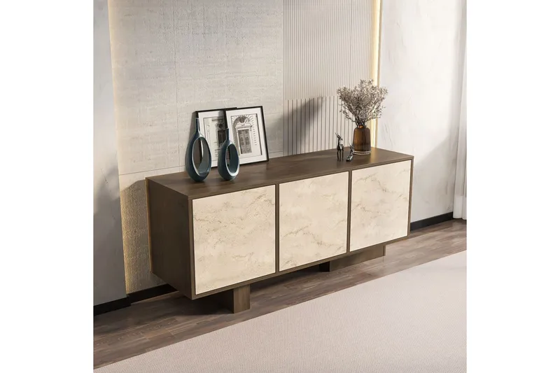 Dargaville Konsollbord 150 cm - Valnøtt/Travertin - Oppbevaring - Oppbevaringsmøbler - Sideboard & skjenker