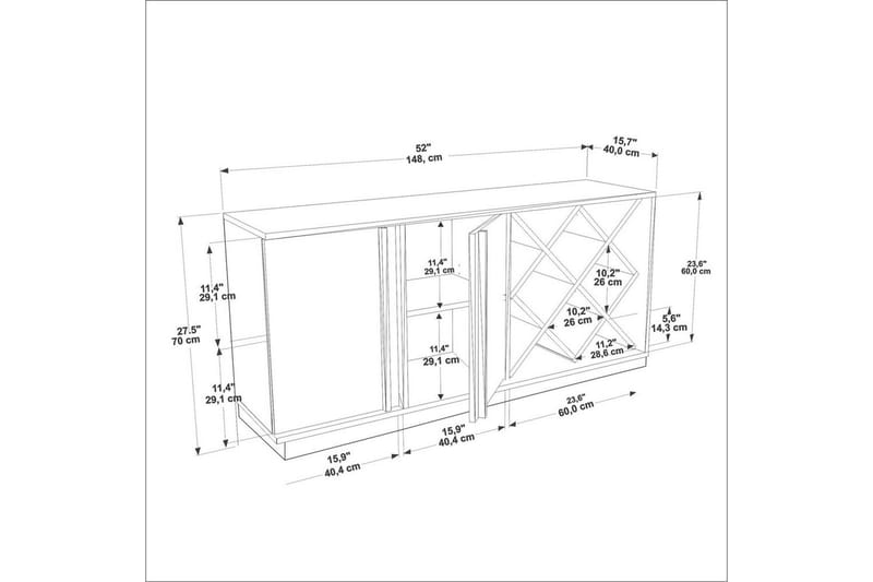 Dasina Konsollbord 148 cm - Hvit/Sort - Møbler - Bord - Avlastningsbord - Gangbord