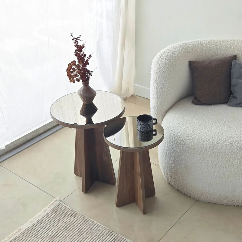 Dasina sidebord 2 deler 50 cm - Bronzie / Valnøtt - Møbler - Bord - Avlastningsbord - Settbord