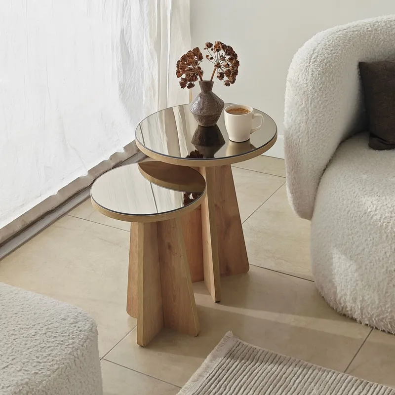 Dasina sidebord 2 deler 50 cm - Bronzie/Safir Eik - Møbler - Bord - Avlastningsbord - Settbord