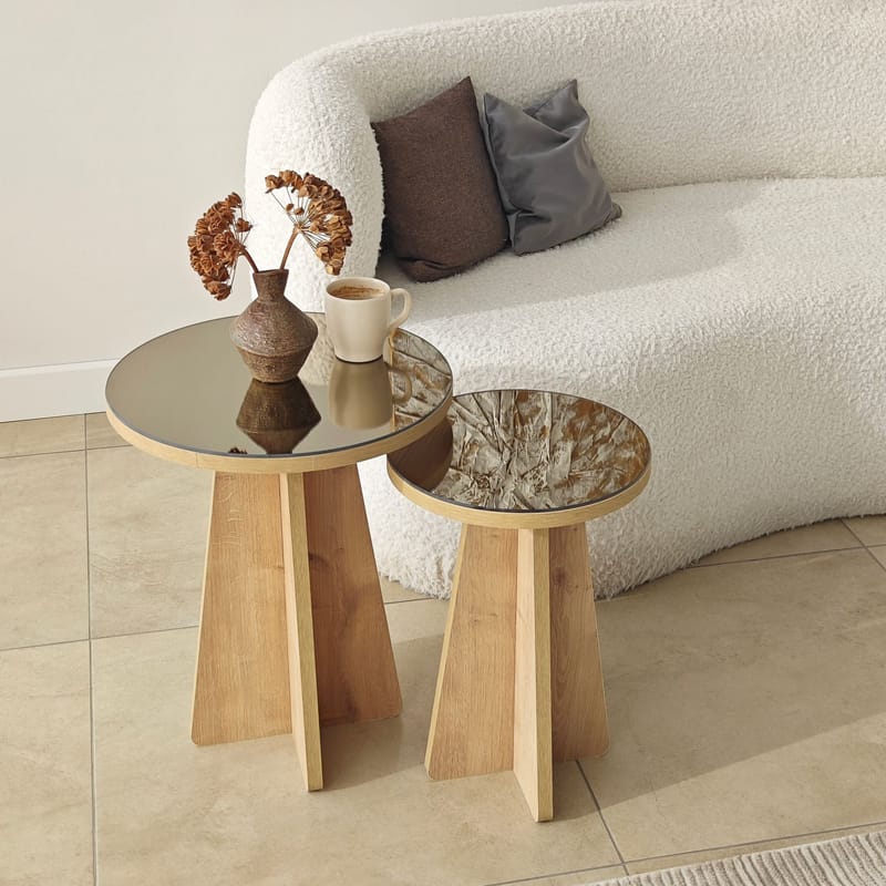 Dasina sidebord 2 deler 50 cm - Bronzie/Safir Eik - Møbler - Bord - Avlastningsbord - Settbord