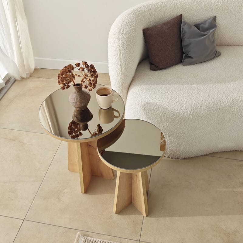 Dasina sidebord 2 deler 50 cm - Bronzie/Safir Eik - Møbler - Bord - Avlastningsbord - Settbord