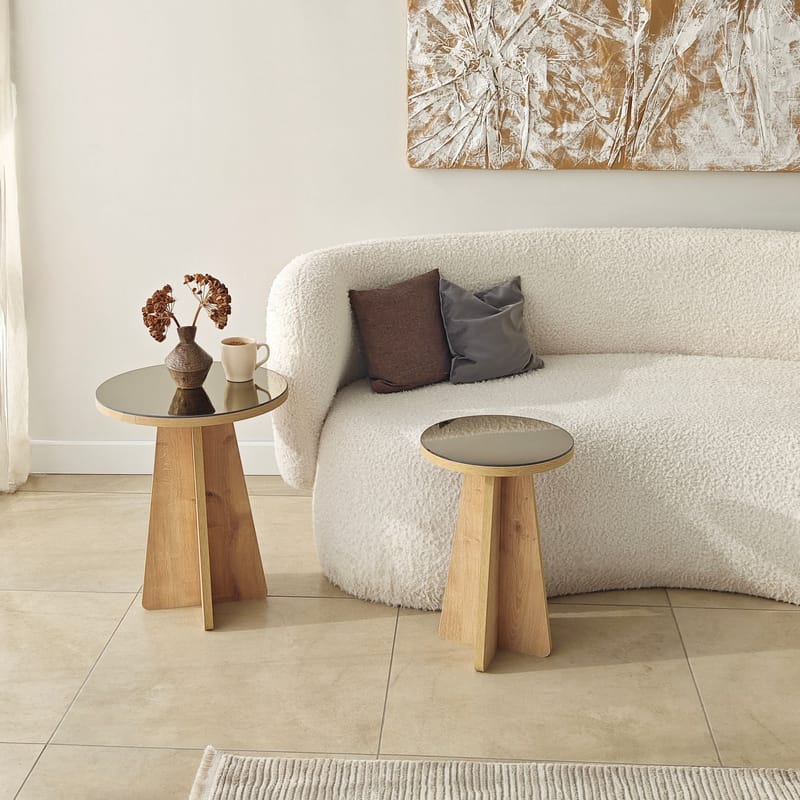 Dasina sidebord 2 deler 50 cm - Bronzie/Safir Eik - Møbler - Bord - Avlastningsbord - Settbord