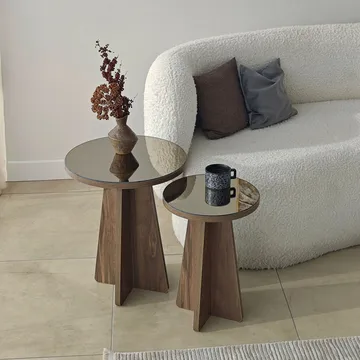 Dasina sidebord 2 deler 50 cm - Bronzie/Valnøtt - Møbler - Bord - Avlastningsbord - Settbord